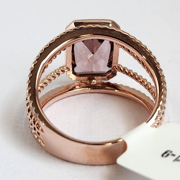 NIB HUGE 4.12ctw Blush Pink Zircon 18K RG over 925 Ring Size 9 - Picture 6 of 12